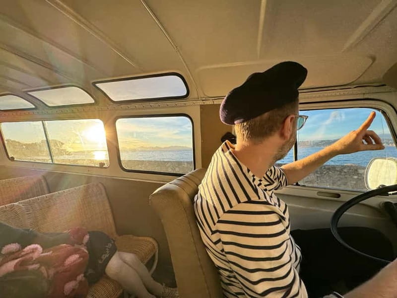 Cannes: City Tour in a Vintage Bus - La Croisette: luxury, beaches, and island views