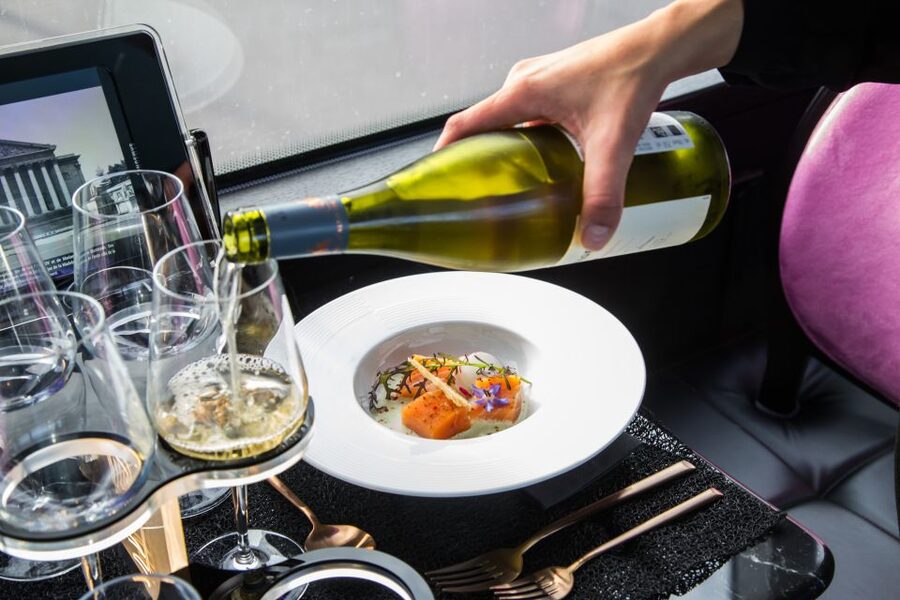 Champs Elysées Bus Toqué Lunch w/ a Glass of Champagne - The Glass Roof and the Four-Meter View