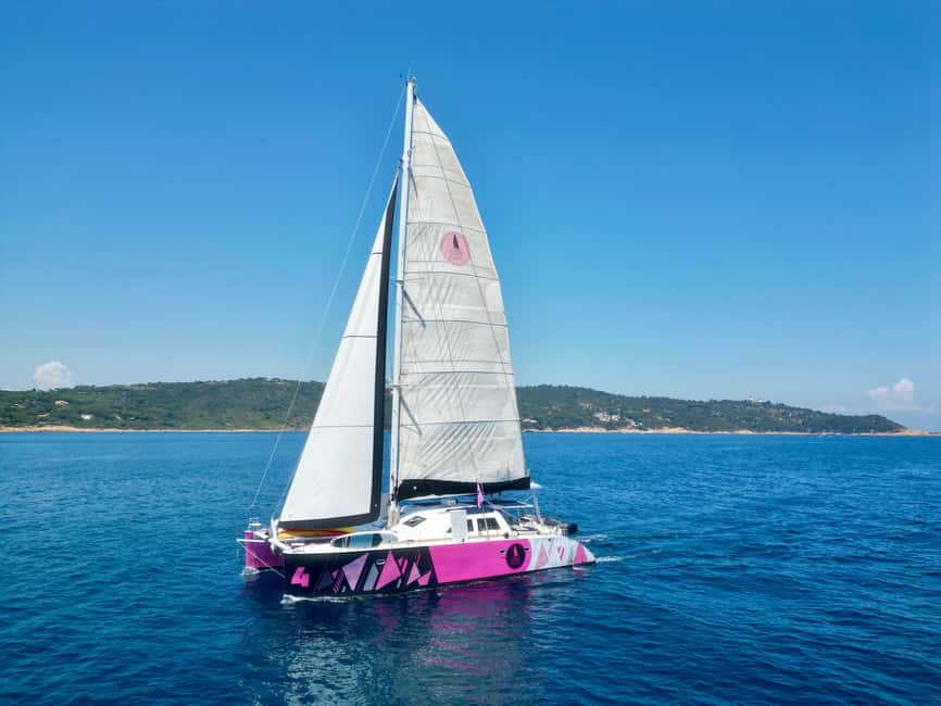 Côte d'Azur: Half-Day Coastline Catamaran Sailing Tour - Leaving the port with an aperitif
