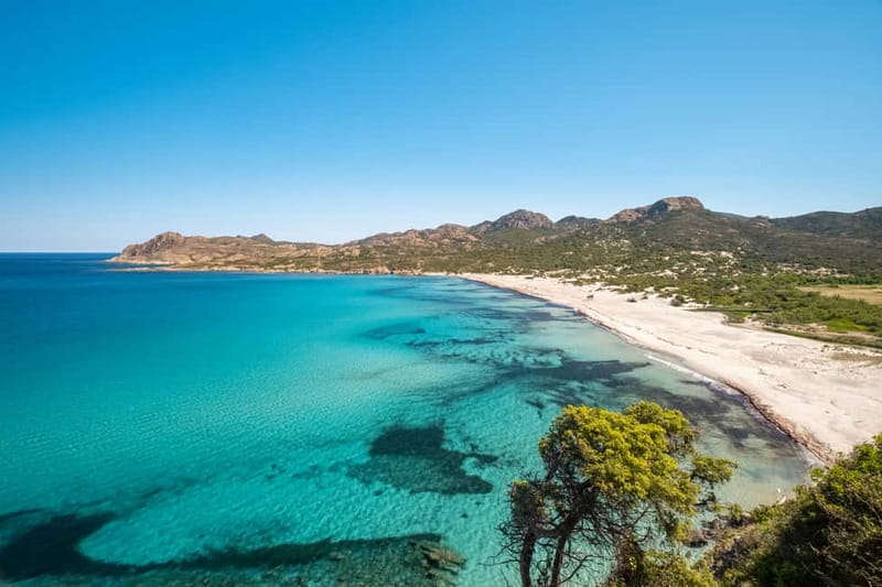 Ile Rousse: desert of the agriates : Saleccia - Ghignu - Leaving Ile Rousse on the green boat