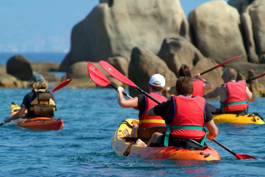 Porticcio: Guiding Kayaking Tour - Passing the Genovese tower from below