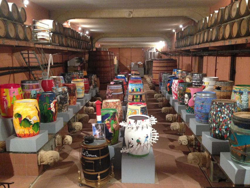 The Châteaux of Grès de Montpellier & Wine Tasting - Château Puech Haut and its painted oak barrels